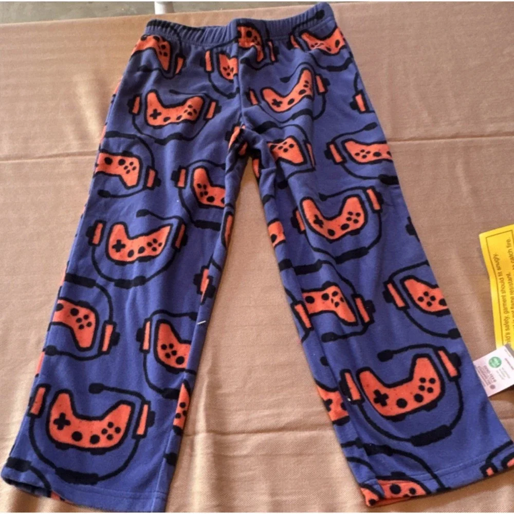 Carter's Boys 2pc Fleece Pajama Set 6/6A Blue/Orange Video Game Graphic